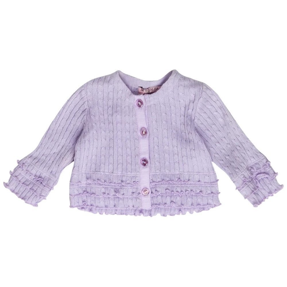 Monnalisa Girls' Cable Knit Button-Up‎ Cardigan w/ Tags Size: 3M